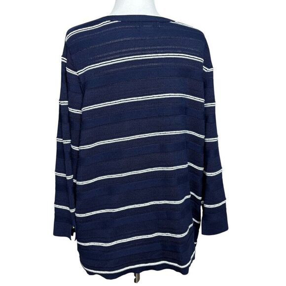 Liz Claiborne Navy and White Striped Sweater Plus Size XXL - Picture 2 of 7